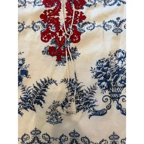 SACHIN & BABI-NWT- CELIA LINEN BLOUSE| FLORAL | EMBROIDERD | TASSEL Sz:M Ret$295 - Picture 6 of 9
